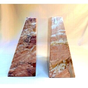 Two Pink Marble Book Ends 6” Tall 3.5” Deep 4” Wide 10lbs
